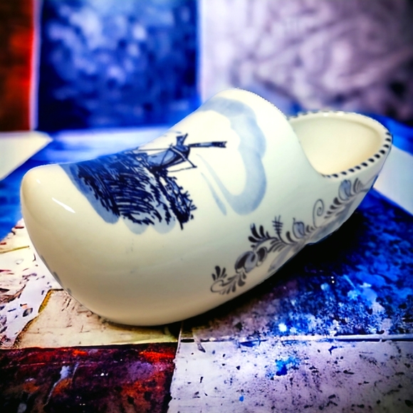 Large Antique Delft Shoe Delft Blue Wall Decor /Vase/ Tulip Pot - Picture 3 of 13